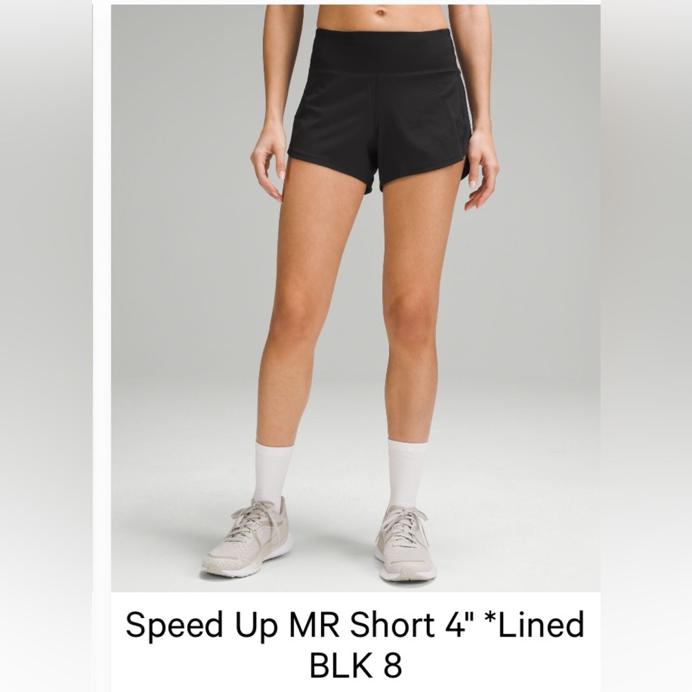 lululemon athletica Black Speed Up MR Shorts, size 8